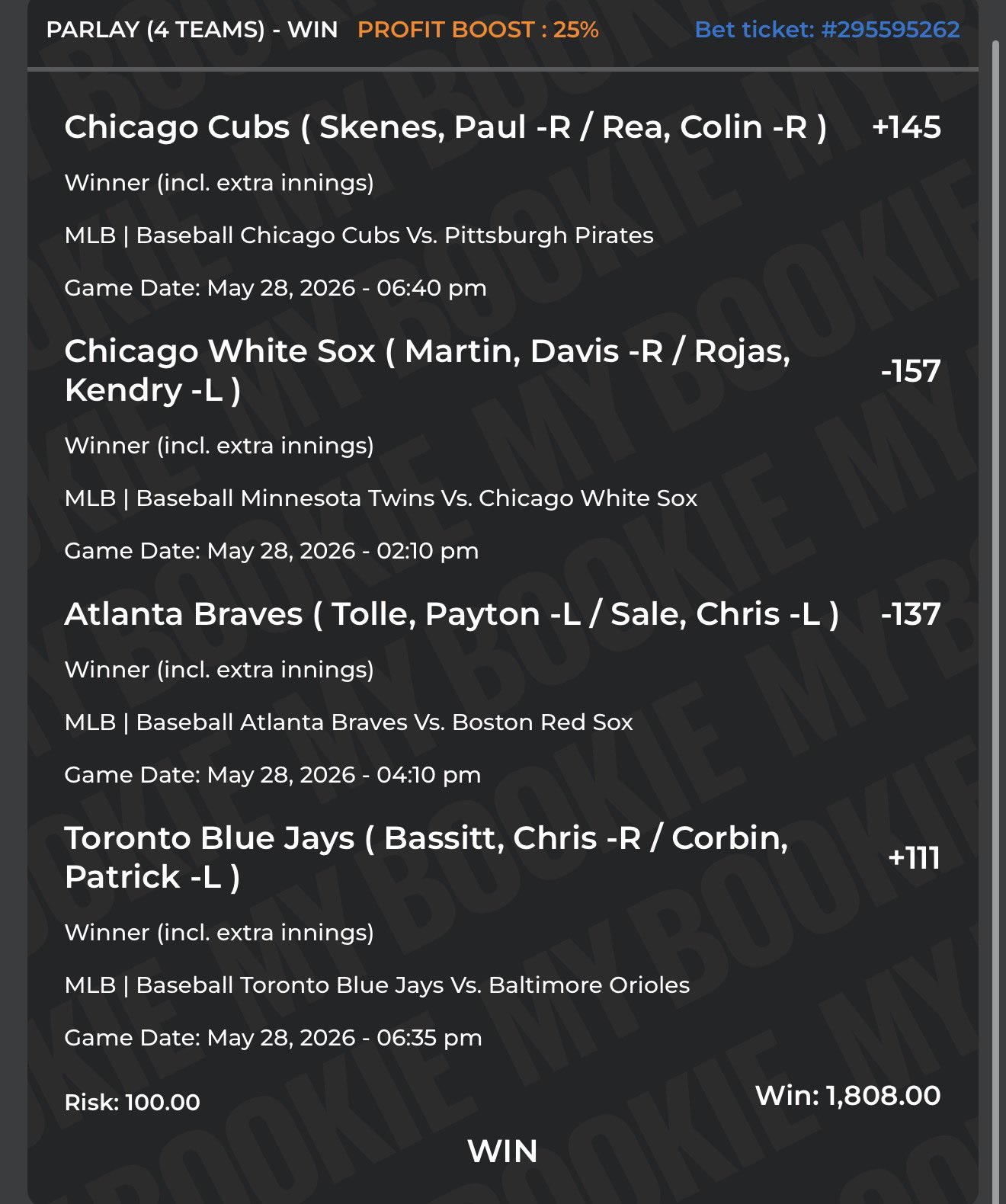 MyBookie Parlay Win